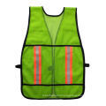 Green polyster mesh reflective safety vest with warning reflective tape